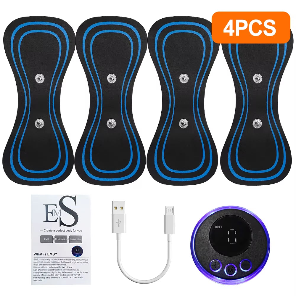 EMS Mini Neck Massager Portable Electric Pulse Cervical Massage Patch 8 Modes 19 Levels Muscle Stimulator Relax Pain Relief Tool