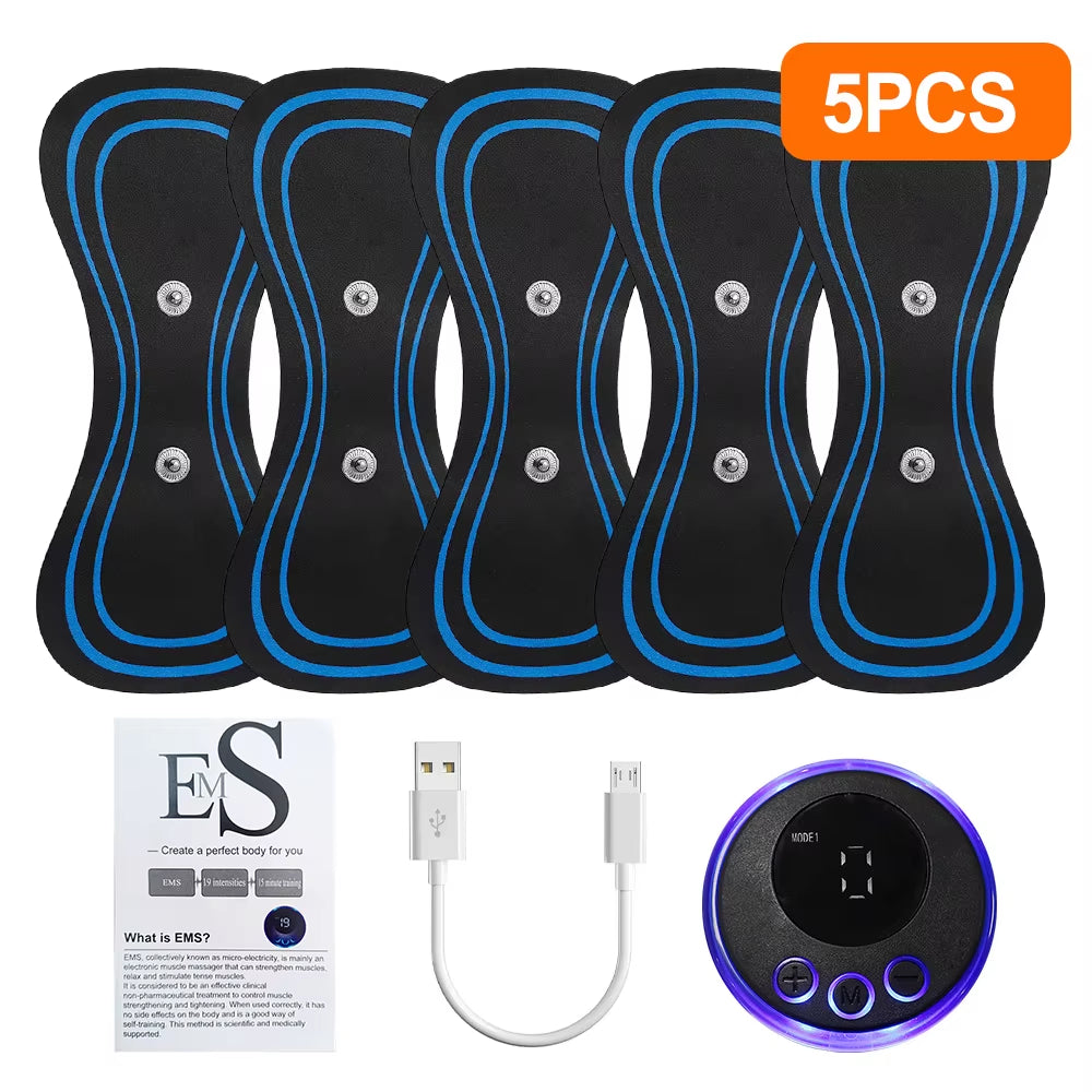EMS Mini Neck Massager Portable Electric Pulse Cervical Massage Patch 8 Modes 19 Levels Muscle Stimulator Relax Pain Relief Tool
