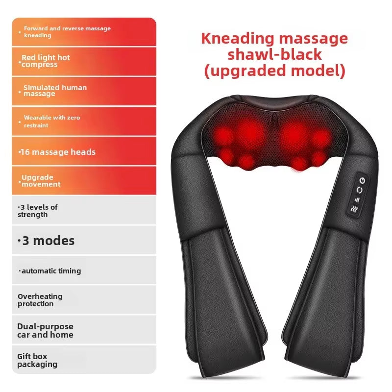 4D Shiatsu Neck and Shoulder Massager with Heat Electric Back Massagers Kneading Massage Pillow Full Body Muscle Home Car Use
