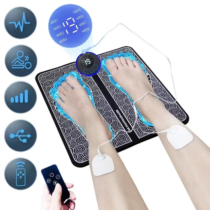 Foot Massager Stimulation Pad Electric Foot Massage with Remote 8 Mode 19 Levels of Strength Lightweight Relieve Foot Pressure