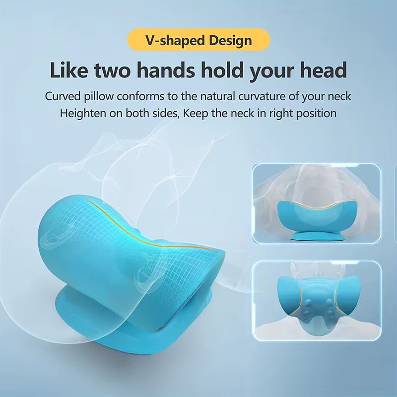 Neck and Shoulder Relaxer Cervical Traction Device for TMJ Pain Relief Cervical Spine Alignment Chiropractic Pillow Stretcher