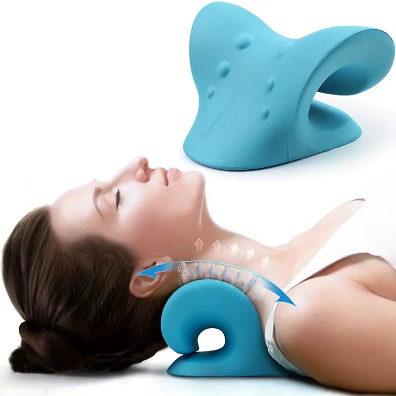 Neck and Shoulder Relaxer Cervical Traction Device for TMJ Pain Relief Cervical Spine Alignment Chiropractic Pillow Stretcher