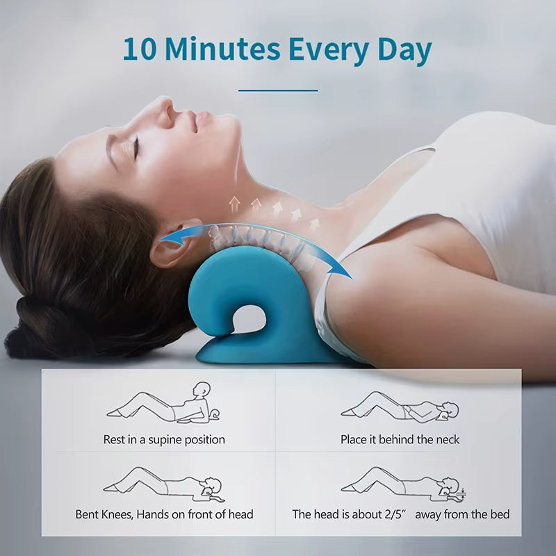 Neck and Shoulder Relaxer Cervical Traction Device for TMJ Pain Relief Cervical Spine Alignment Chiropractic Pillow Stretcher