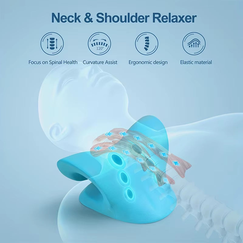 Neck and Shoulder Relaxer Cervical Traction Device for TMJ Pain Relief Cervical Spine Alignment Chiropractic Pillow Stretcher