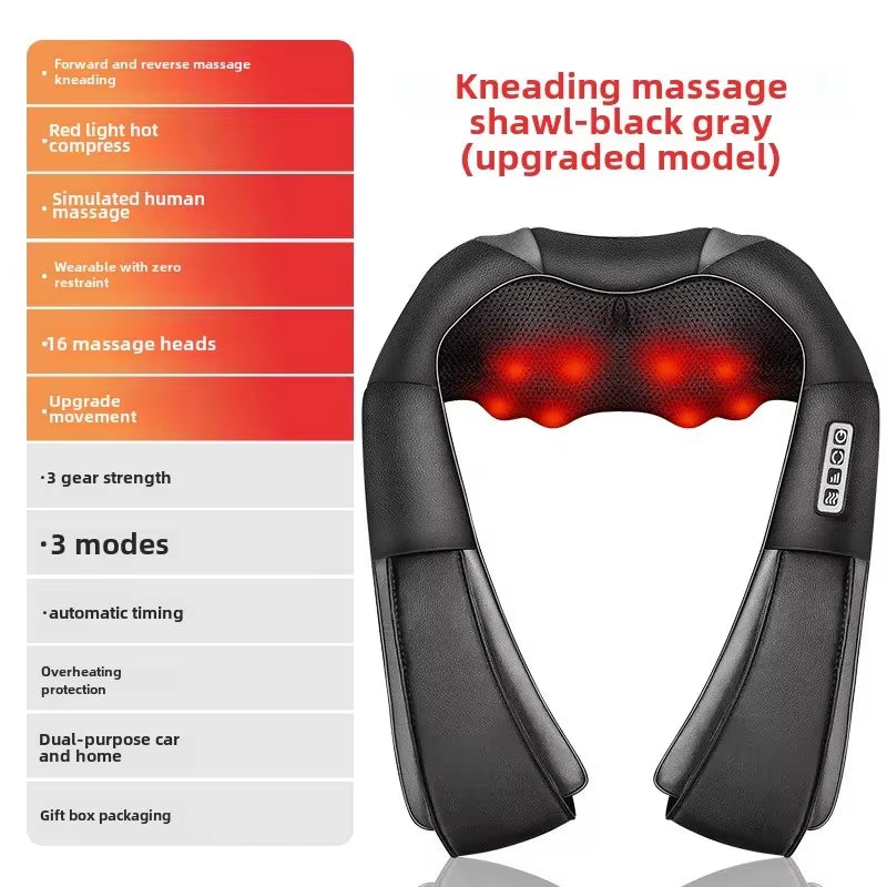 4D Shiatsu Neck and Shoulder Massager with Heat Electric Back Massagers Kneading Massage Pillow Full Body Muscle Home Car Use