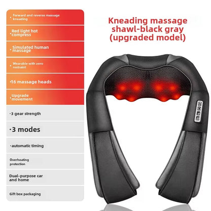 4D Shiatsu Neck and Shoulder Massager with Heat Electric Back Massagers Kneading Massage Pillow Full Body Muscle Home Car Use