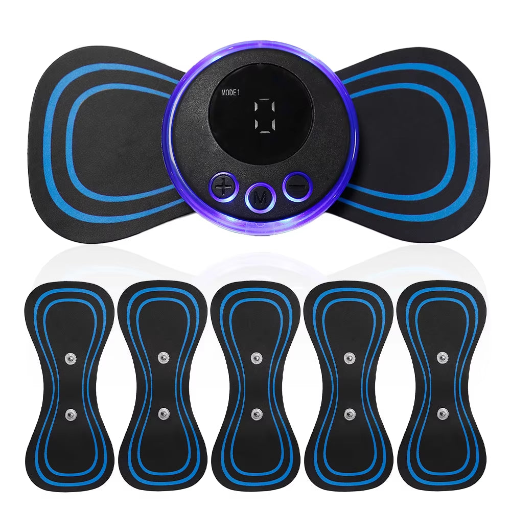 EMS Mini Neck Massager Portable Electric Pulse Cervical Massage Patch 8 Modes 19 Levels Muscle Stimulator Relax Pain Relief Tool