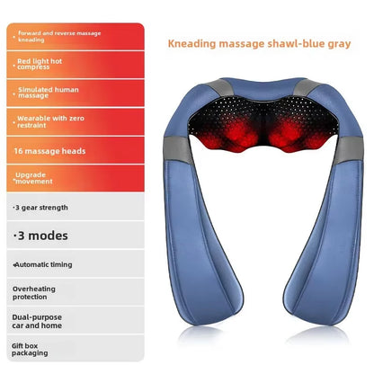 4D Shiatsu Neck and Shoulder Massager with Heat Electric Back Massagers Kneading Massage Pillow Full Body Muscle Home Car Use
